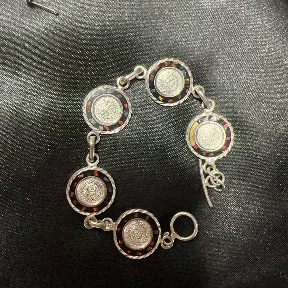 Mexican Silver and Black Women's Bracelet
